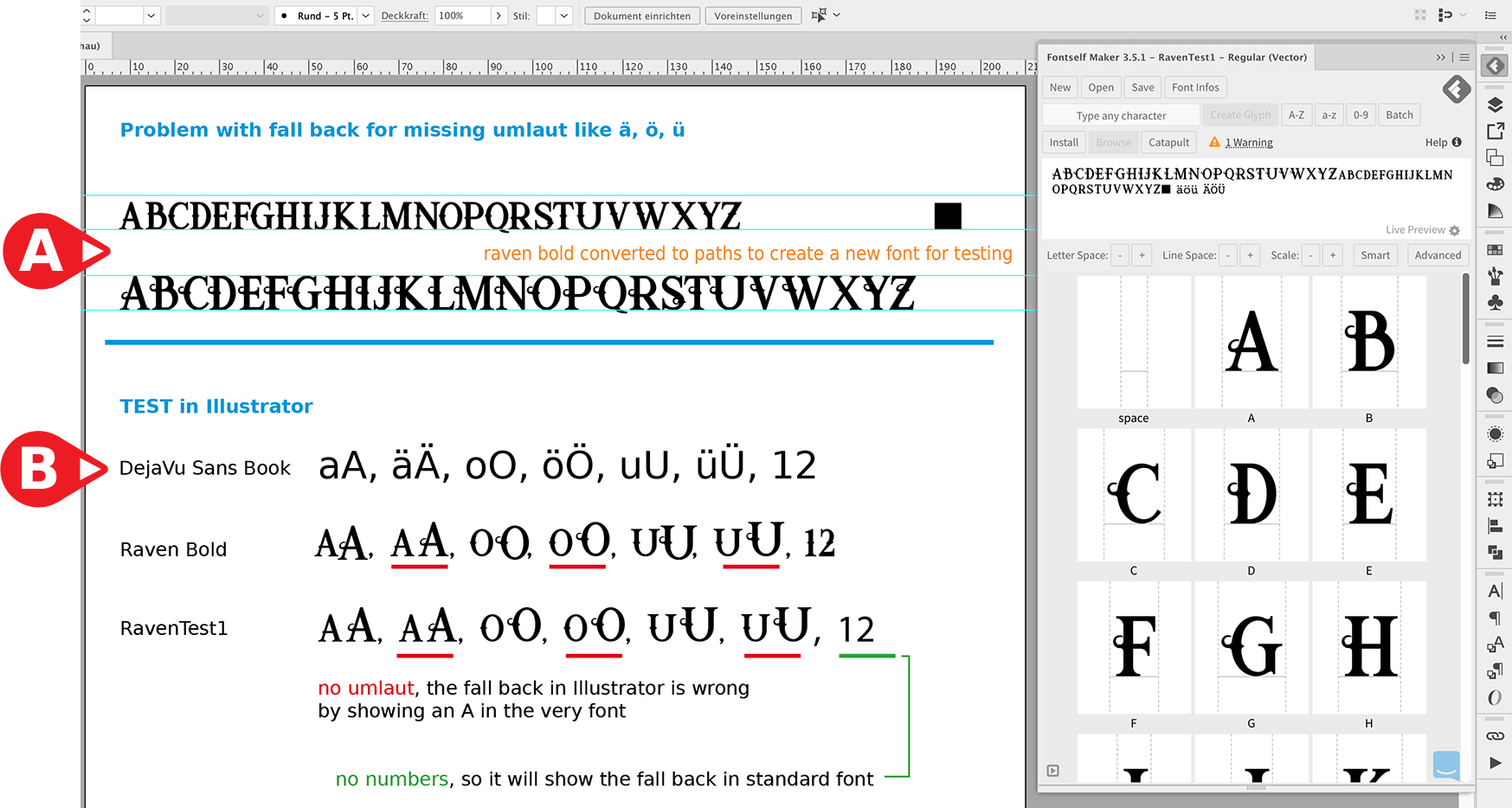 Problem With Fall Back For Missing Umlaut Like A O U Feedback On Fontself For Illustrator Fontself