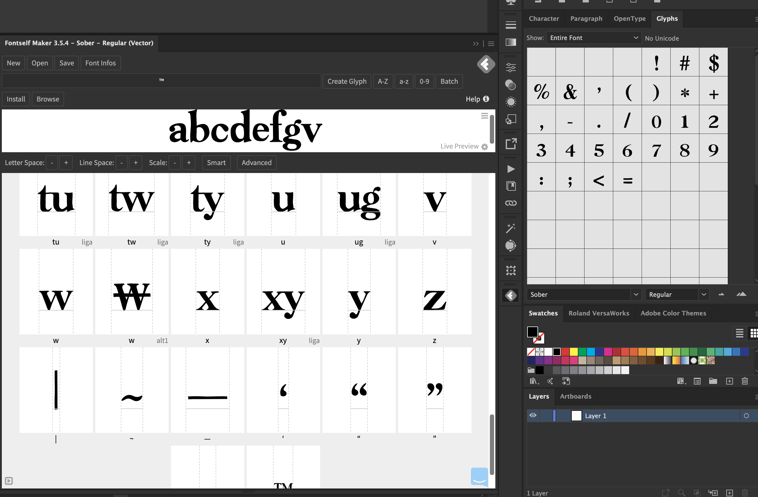 fontself maker panel in illustrator